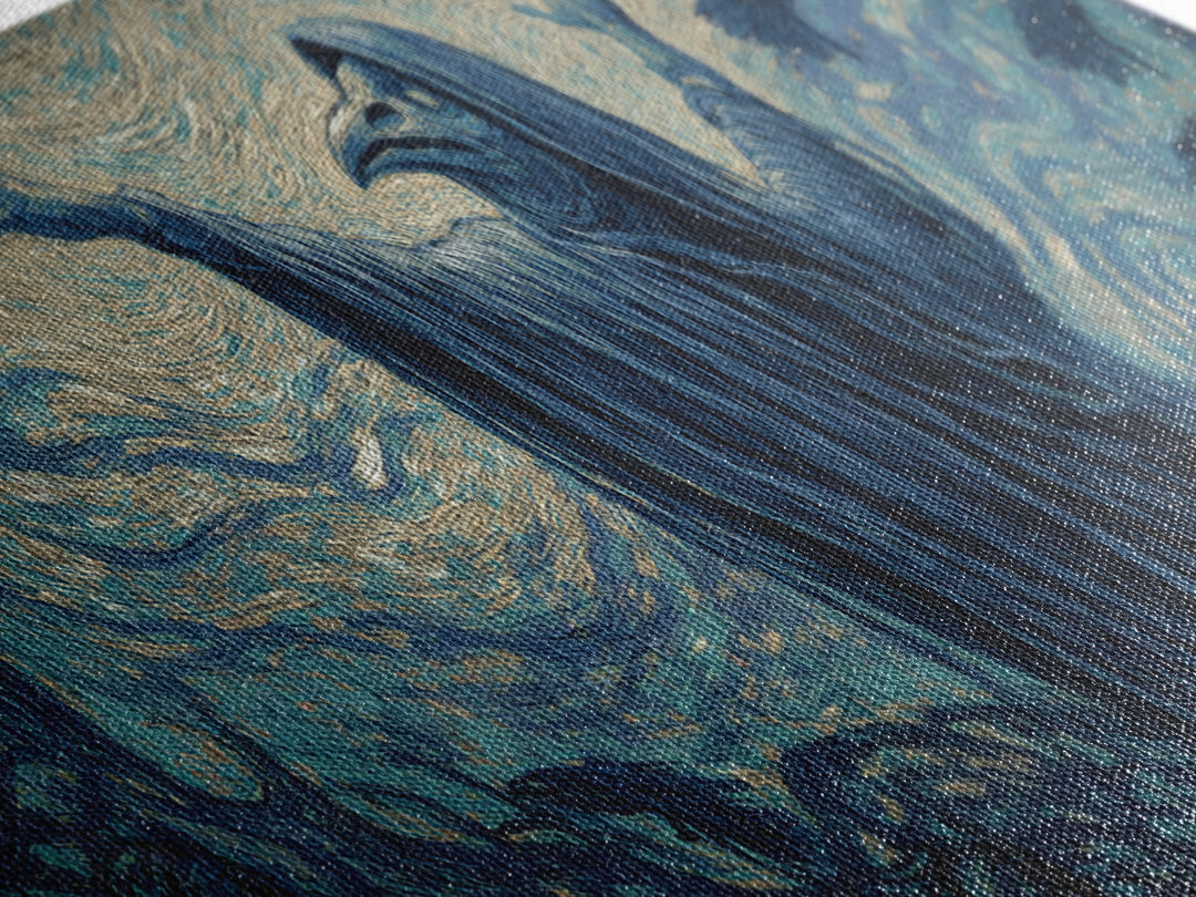 The Raven Keeper, Expressionist Gothic Art, Extra Wide Wall Art, Dark Fantasy Wall Art, Canvas Print, Halloween Wall Art