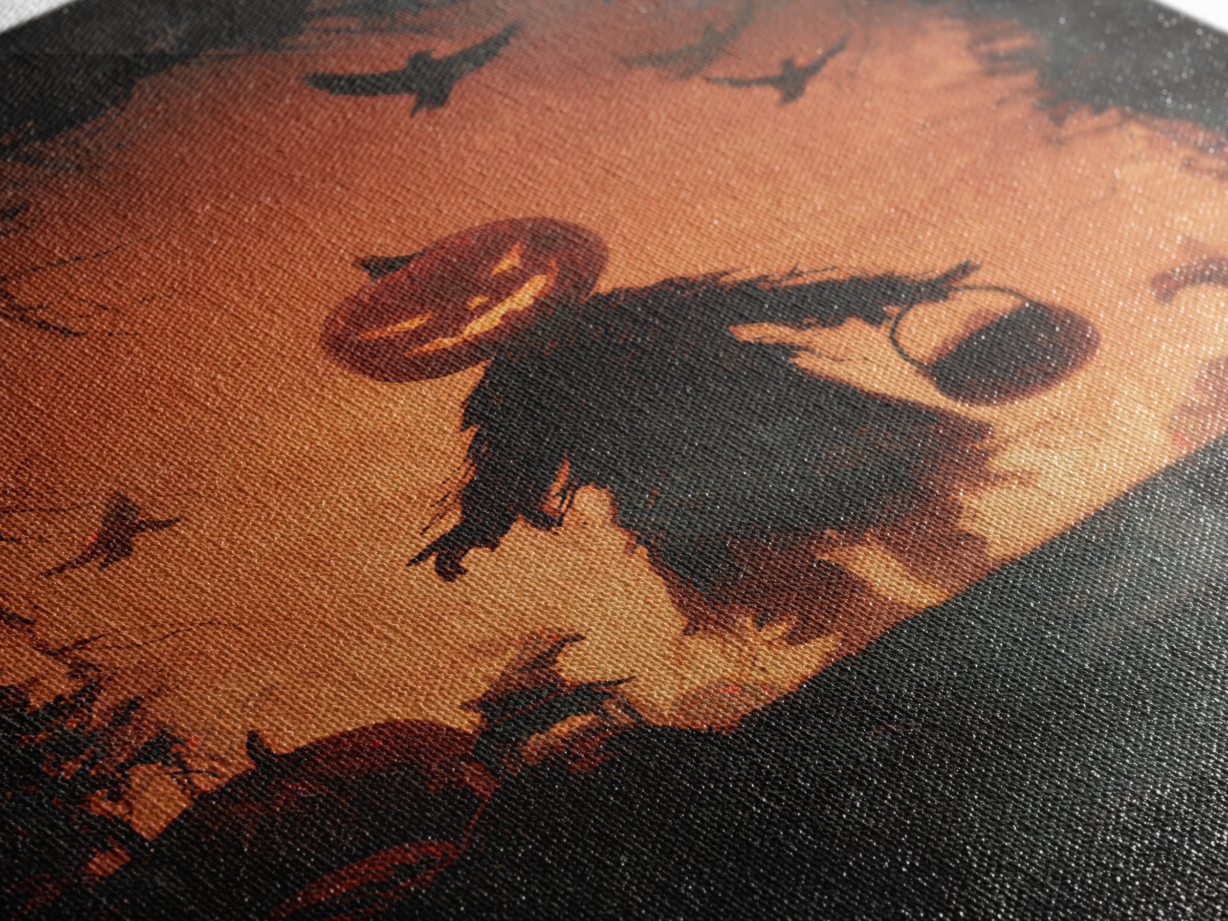 The Pumpkin-Headed Child, Dark Romantic Horror Art, Vertical Wall Art, Macabre Wall Art, Canvas Print, Halloween Wall Art