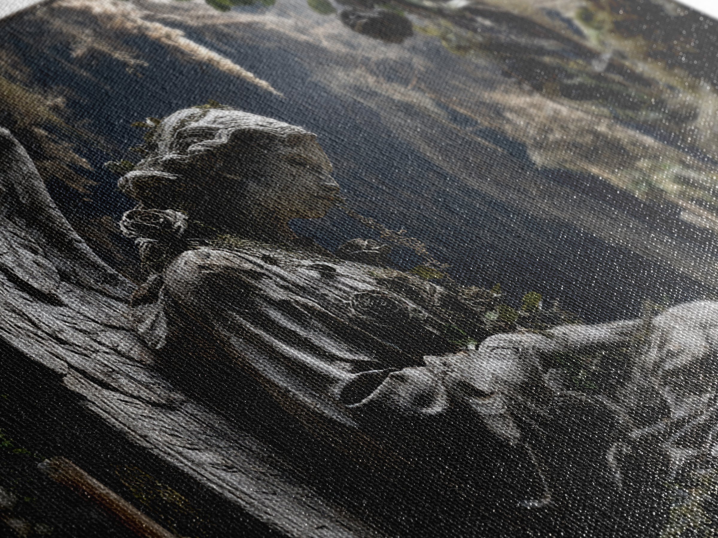 The Weeping Cemetery Angel, Baroque Witchcraft Art, Landscape Wall Art, Dark Halloween Decor, Canvas Print, Halloween Wall Art