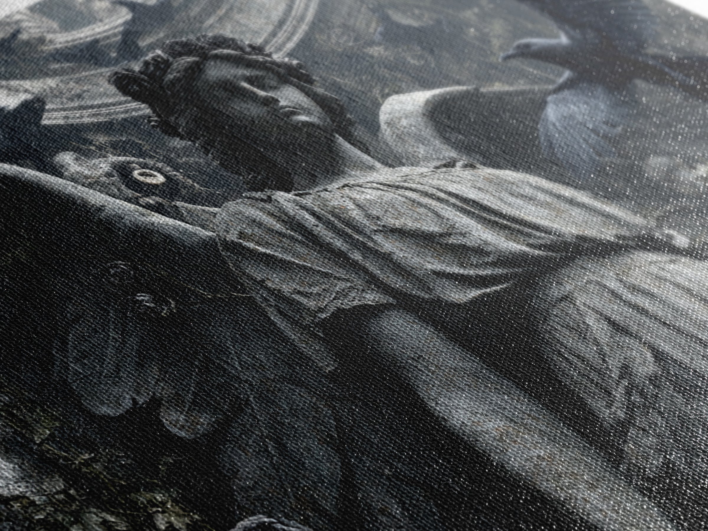 The Weeping Cemetery Angel, Architectural Etching Art, Landscape Wall Art, Dark Fantasy Wall Art, Canvas Print