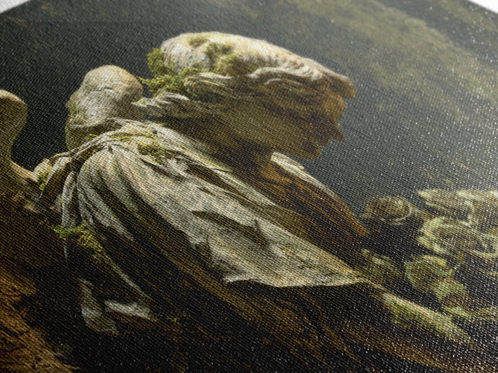 The Weeping Cemetery Angel, Symbolist Gothic Landscape, Landscape Wall Art, Dark Fantasy Wall Art, Framed Canvas Print, Halloween Wall Art
