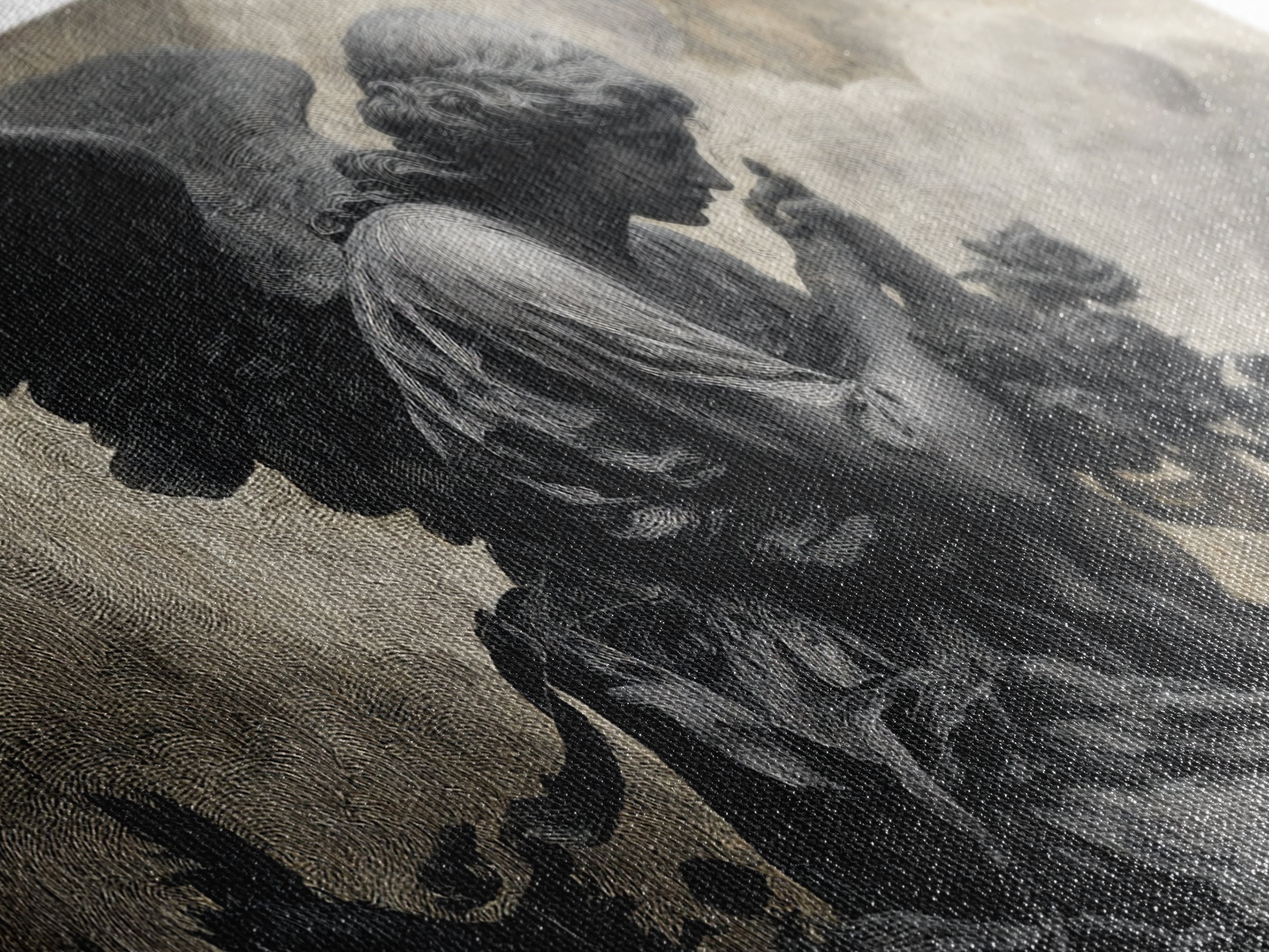 The Weeping Cemetery Angel, Expressionist Nightmare Art, Wide Panoramic Art, Gothic Horror Wall Art, Framed Canvas Print, Halloween Wall Art