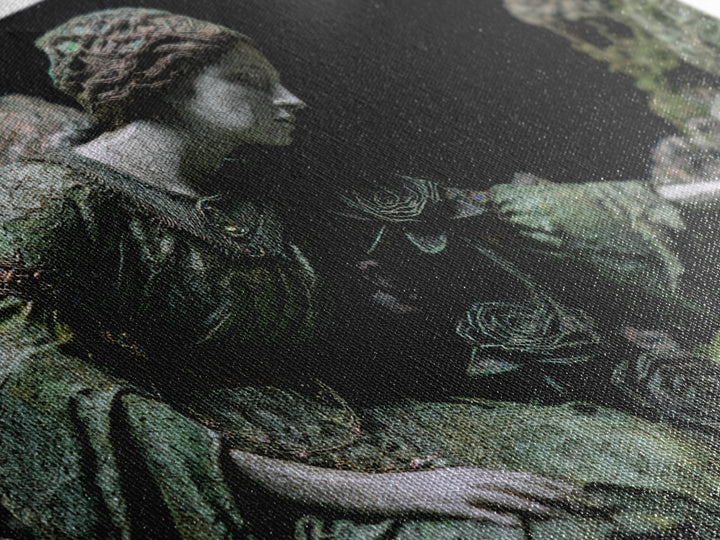 The Weeping Cemetery Angel, Stained Glass Gothic Art, Landscape Wall Art, Dark Fantasy Wall Art, Framed Canvas Print, Halloween Wall Art
