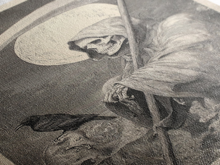 The Fog-Bound Reaper, Renaissance Engraving Art, Vertical Wall Art, Gothic Horror Wall Art, Canvas Print, Halloween Wall Art