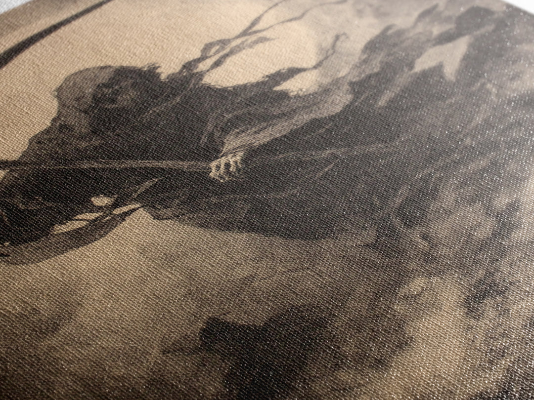 The Fog-Bound Reaper, Symbolist Dream Art, Vertical Wall Art, Dark Fantasy Wall Art, Canvas Print, Halloween Wall Art