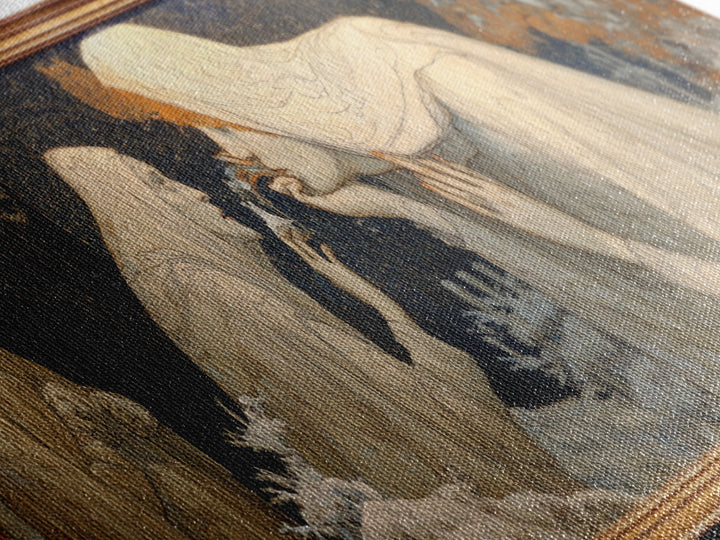 The Mirror Spirit, Symbolist Death Art, Extra Wide Wall Art, Macabre Wall Art, Framed Canvas Print, Halloween Wall Art