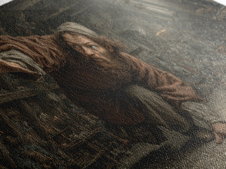 The Attic Whisperer, Northern Renaissance Horror, Wide Panoramic Art, Dark Fantasy Wall Art, Framed Canvas Print