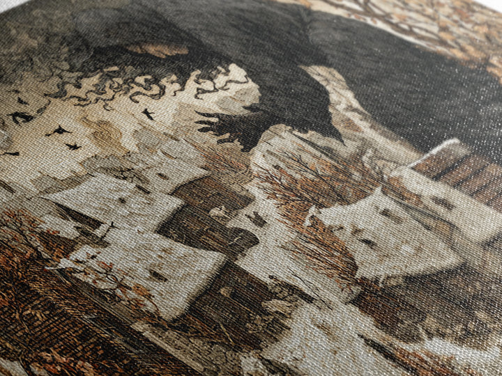 The Chimney Phantom, Northern Renaissance Horror, Wide Panoramic Art, Dark Fantasy Wall Art, Canvas Print, Halloween Wall Art