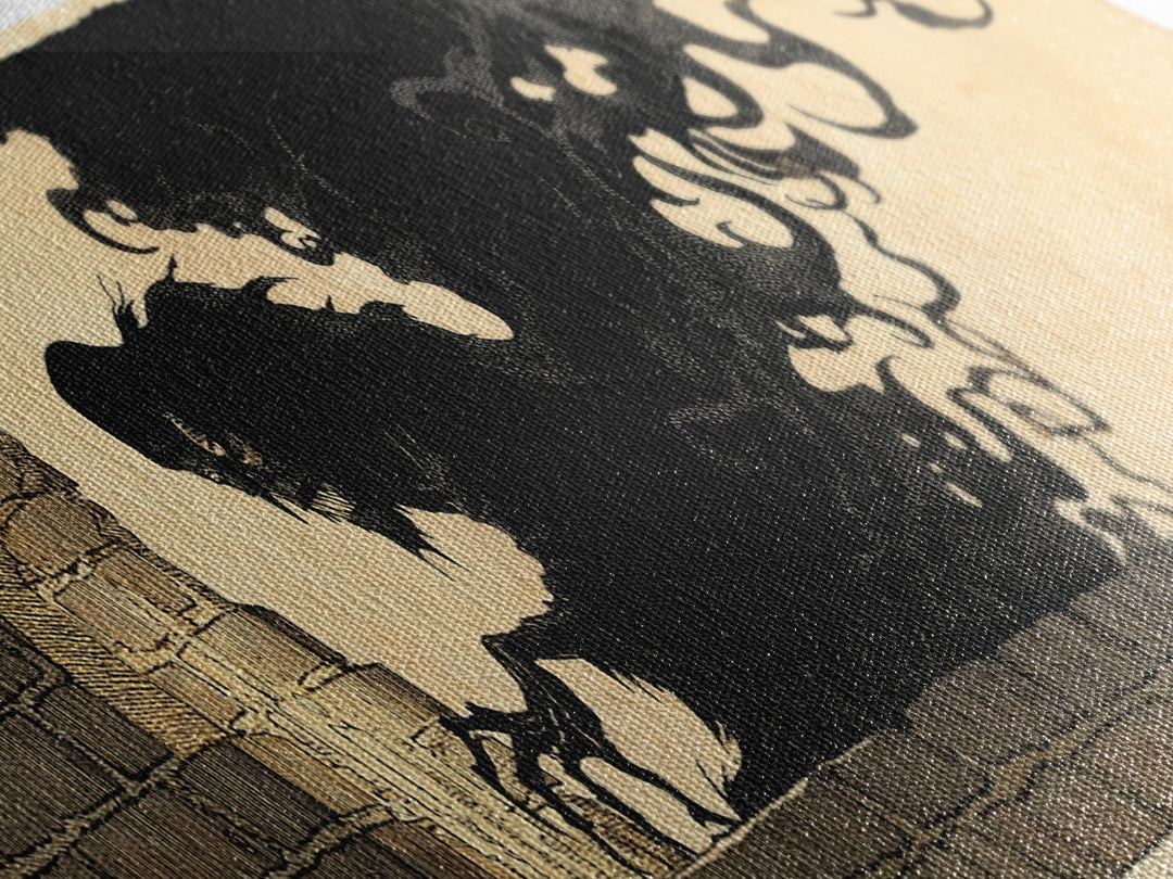 The Chimney Phantom, Decadent Line Art, Extra Wide Wall Art, Gothic Horror Wall Art, Canvas Print, Halloween Wall Art