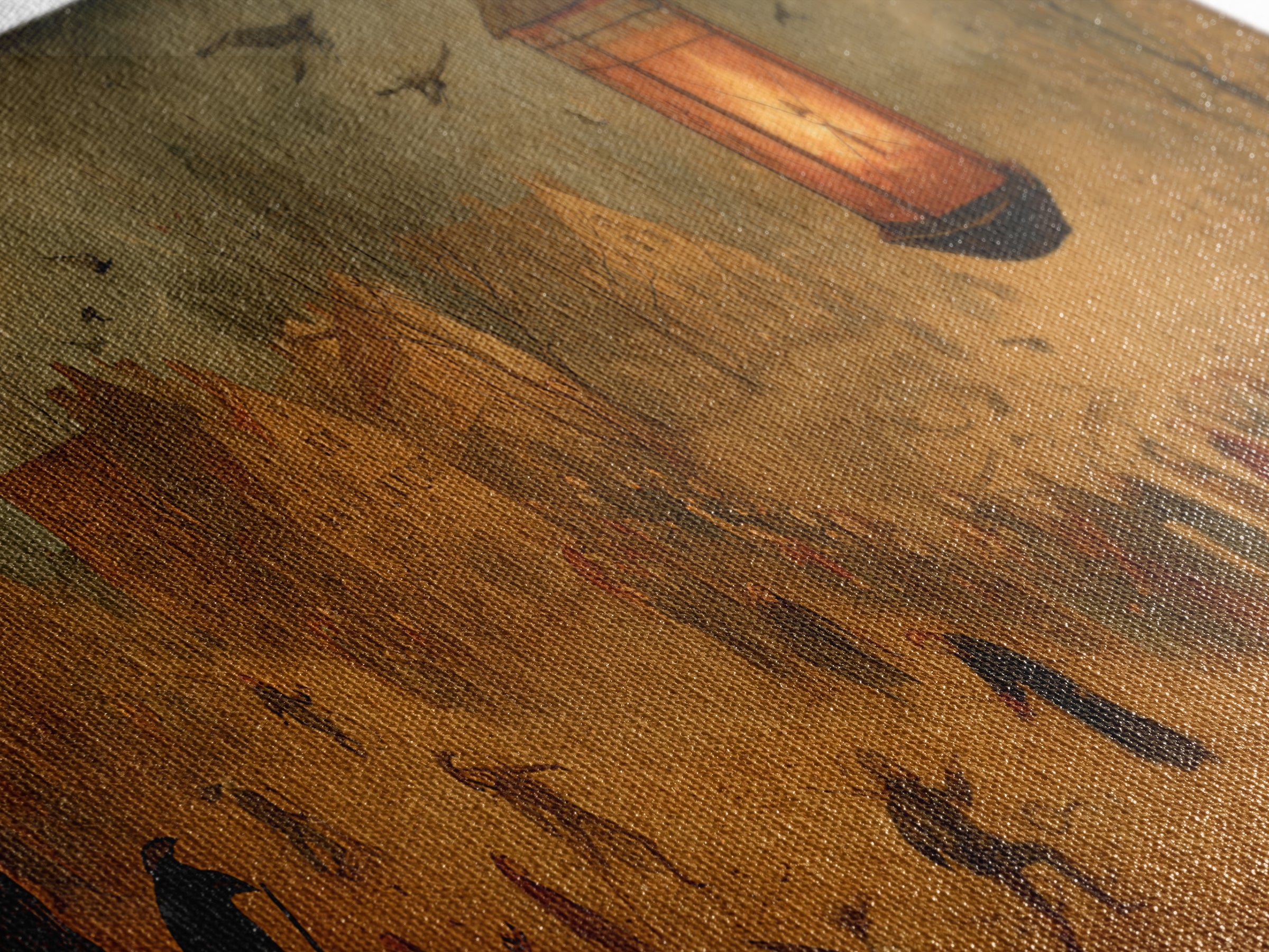 The Lantern Specter, Northern Renaissance Horror, Wide Panoramic Art, Dark Fantasy Wall Art, Canvas Print, Halloween Wall Art