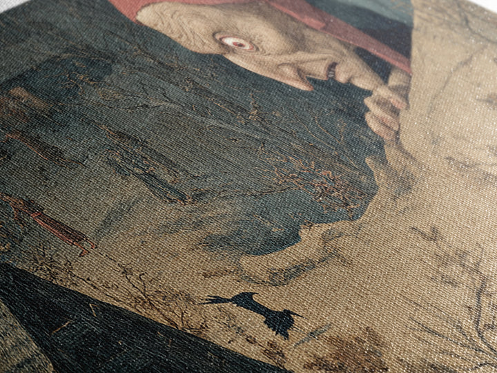 The Red-Eyed Night Hag, Medieval Grotesque Art, Wide Panoramic Art, Dark Halloween Decor, Canvas Print, Halloween Wall Art