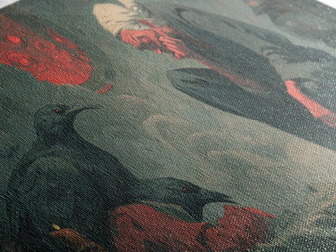 The Red-Eyed Night Hag, Gothic Nightmare Art, Wide Panoramic Art, Dark Fantasy Wall Art, Canvas Print, Halloween Wall Art