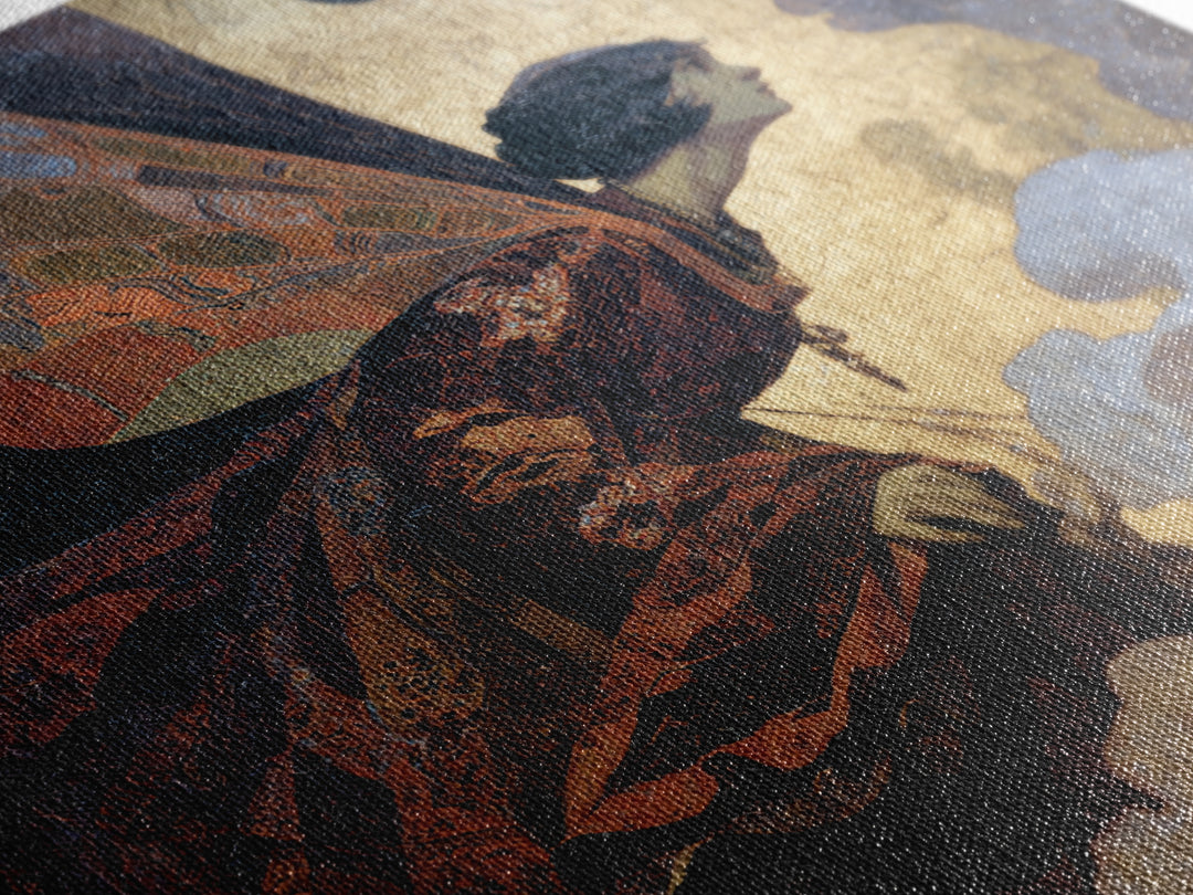 The Velvet Moth Witch, Dark Symbolist Art, Square Wall Art, Macabre Wall Art, Canvas Print, Halloween Wall Art