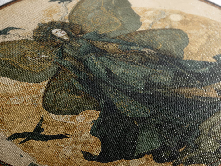 The Velvet Moth Witch, Symbolist Etching Art, Square Wall Art, Gothic Horror Wall Art, Canvas Print, Halloween Wall Art