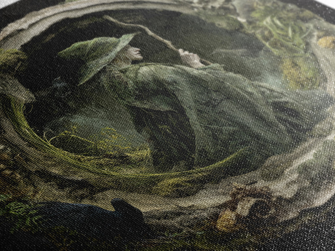 The Swamp Witch, Symbolist Dream Art, Square Wall Art, Dark Fantasy Wall Art, Canvas Print, Halloween Wall Art, Horror Wall Art
