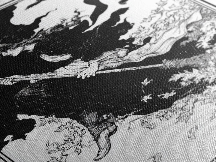 The Swamp Witch, Decadent Line Art, Vertical Wall Art, Gothic Horror Wall Art, Canvas Print, Halloween Wall Art, Halloween Decor