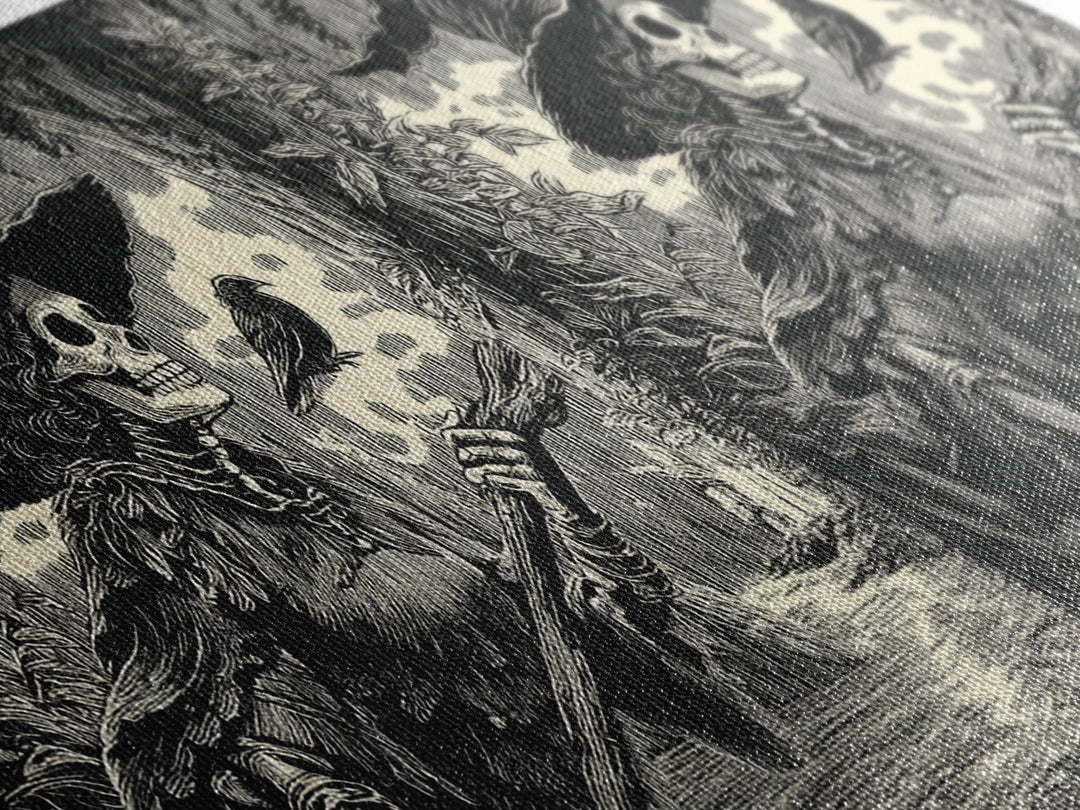The Swamp Witch, Macabre Folk Print Art, Wide Panoramic Art, Dark Fantasy Wall Art, Canvas Print, Halloween Wall Art