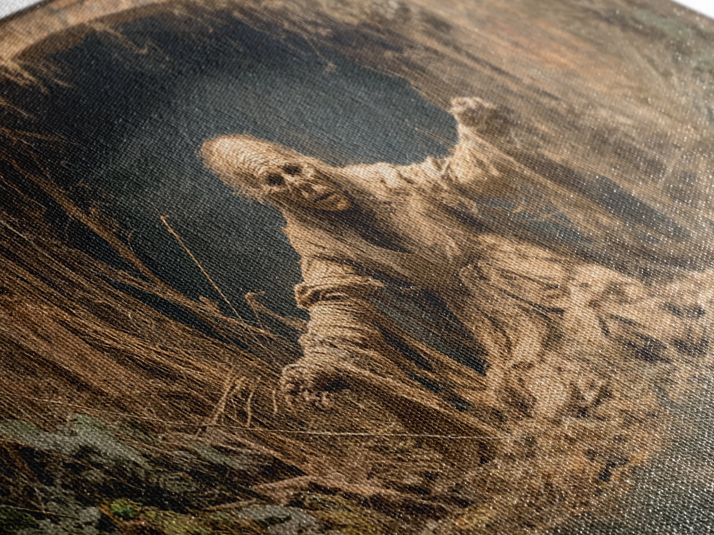 The Bog Mummy, Northern Renaissance Horror, Wide Panoramic Art, Dark Halloween Decor, Canvas Print, Halloween Wall Art
