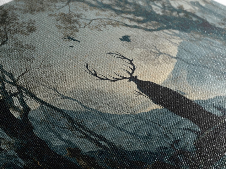 The Antlered Forest Spirit, Romantic Gothic Landscape, Landscape Wall Art, Gothic Horror Wall Art, Canvas Print, Dark Fantasy Art