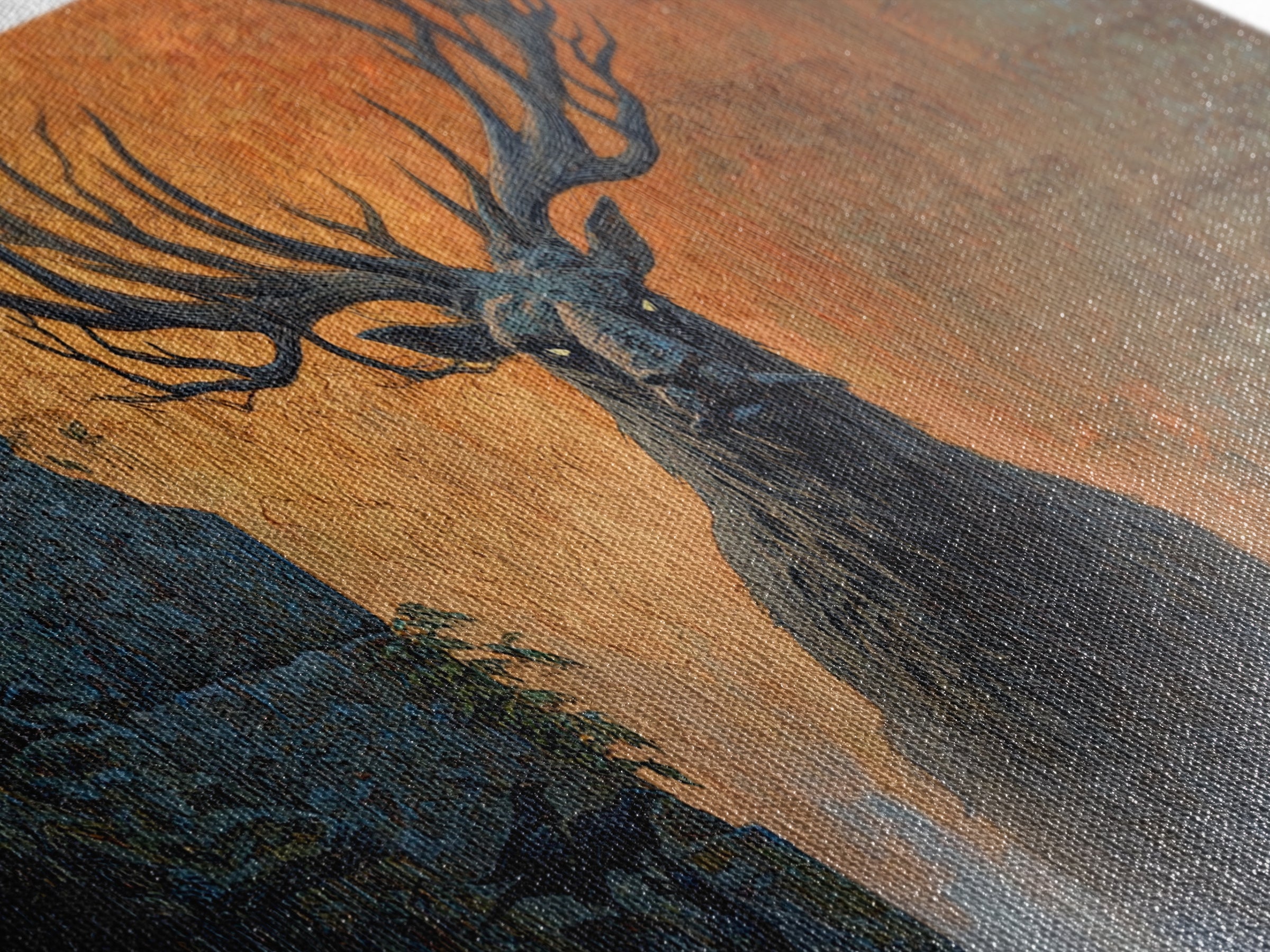 The Antlered Forest Spirit, Apocalyptic Romantic Art, Wide Panoramic Art, Gothic Horror Wall Art, Canvas Print, Halloween Wall Art