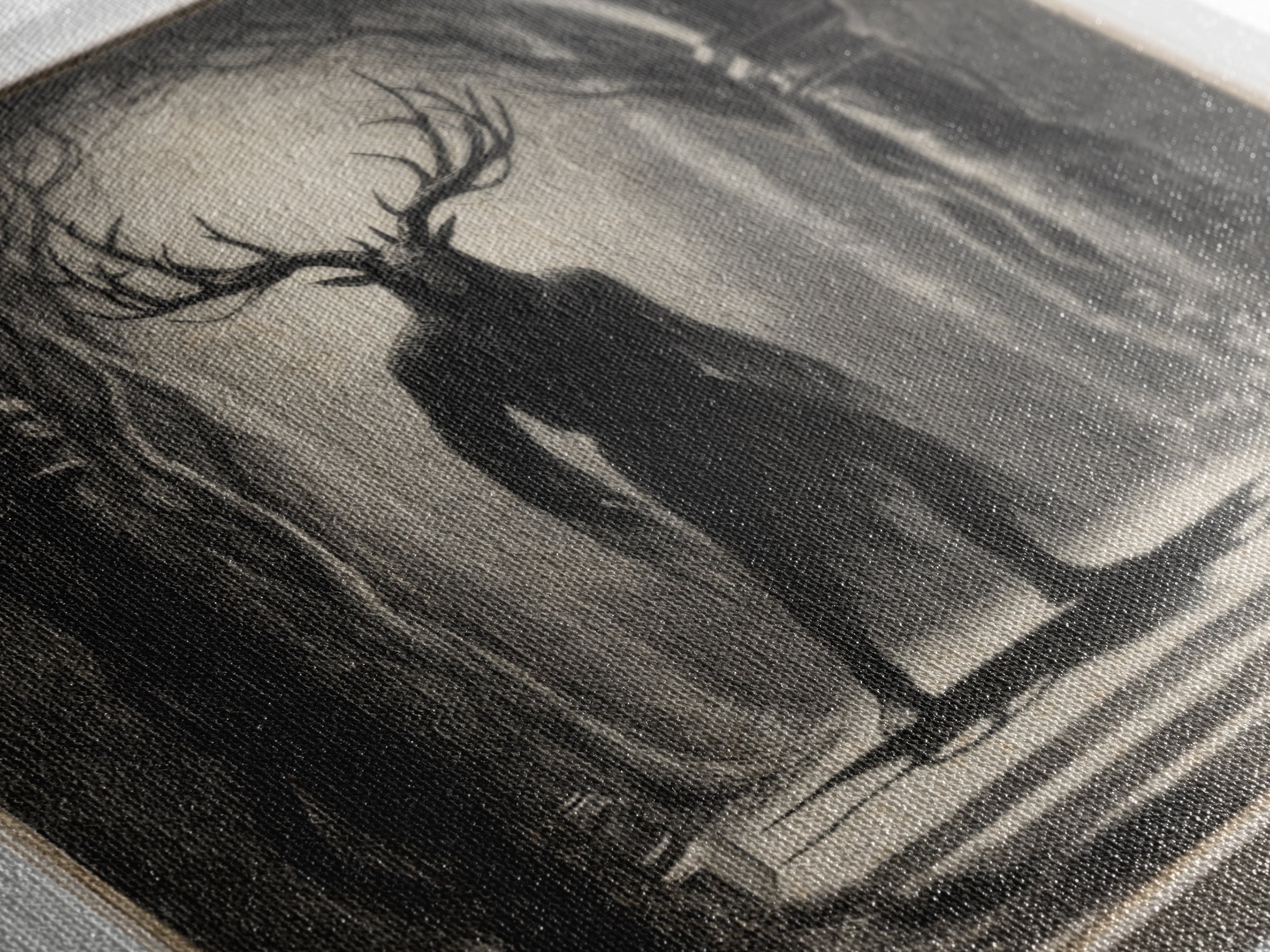 The Antlered Forest Spirit, Symbolist Dream Art, Square Wall Art, Macabre Wall Art, Canvas Print, Halloween Wall Art