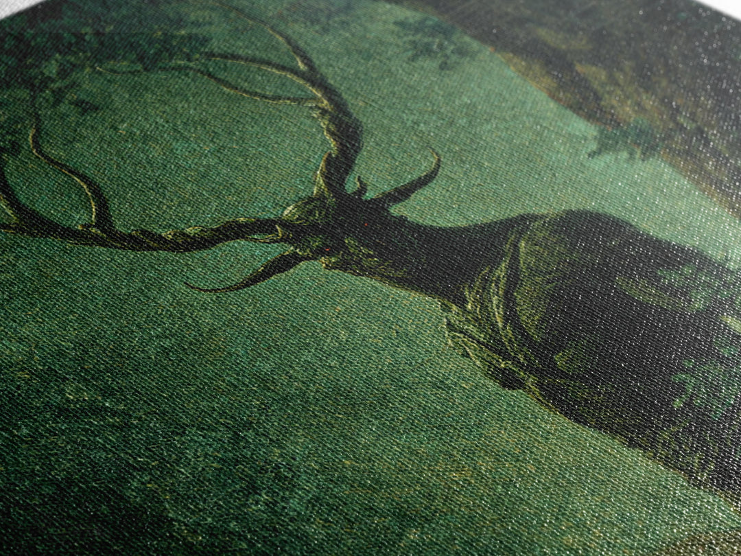 The Antlered Forest Spirit, Dark Symbolist Art, Square Wall Art, Macabre Wall Art, Canvas Print, Halloween Wall Art