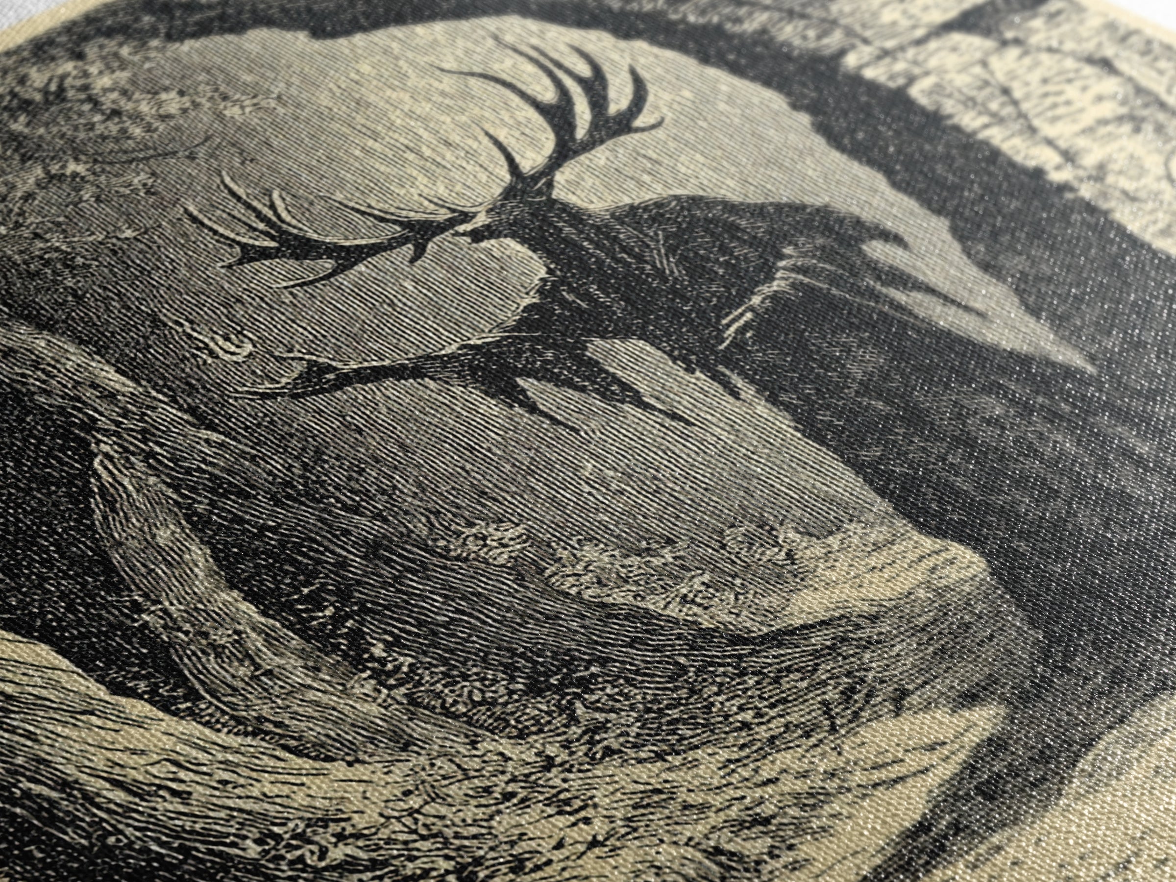 The Antlered Forest Spirit, Symbolist Etching Art, Square Wall Art, Dark Halloween Decor, Framed Canvas Print, Halloween Wall Art
