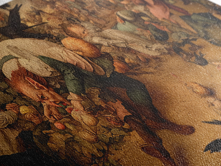 The Pumpkin Patch Goblin, Northern Renaissance Horror, Wide Panoramic Art, Dark Fantasy Wall Art, Framed Canvas Print