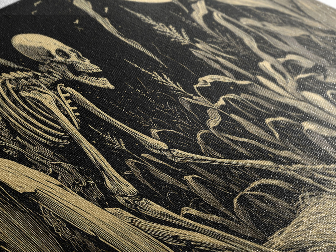 The Cornfield Crawler, Macabre Folk Print Art, Wide Panoramic Art, Dark Fantasy Wall Art, Framed Canvas Print, Gothic Home Decor