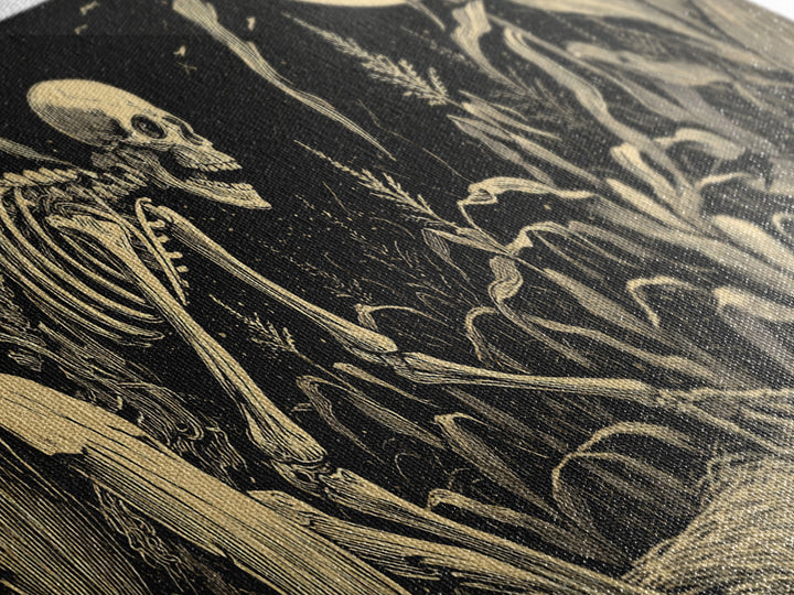 The Cornfield Crawler, Macabre Folk Print Art, Wide Panoramic Art, Dark Fantasy Wall Art, Framed Canvas Print, Gothic Home Decor