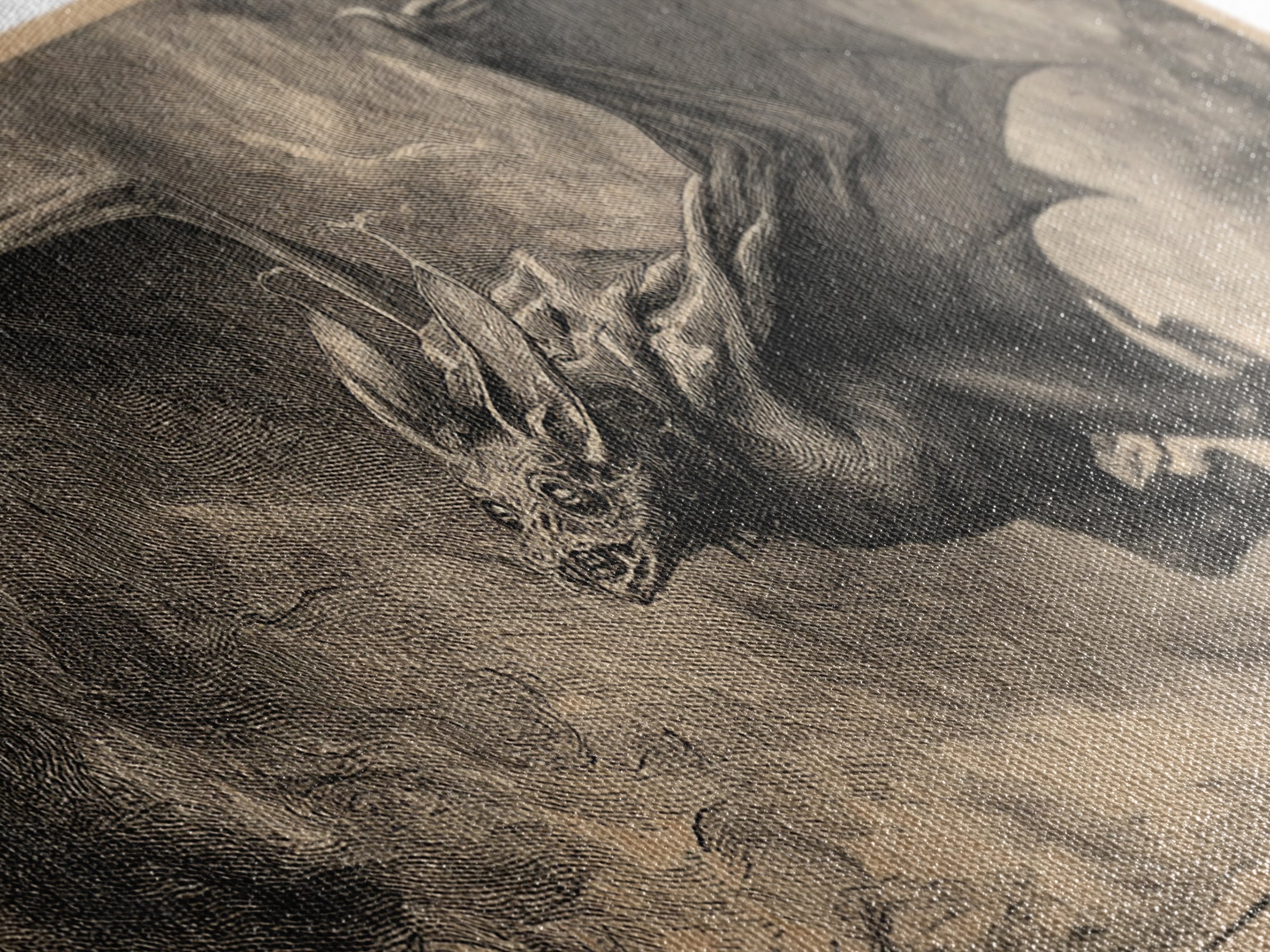 The Bat-Winged Imp, Expressionist Nightmare Art, Wide Panoramic Art, Dark Fantasy Wall Art, Framed Canvas Print, Halloween Wall Art