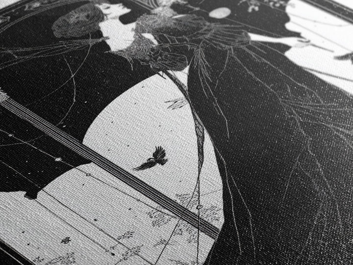 The Spider Queen, Decadent Line Art, Vertical Wall Art, Macabre Wall Art, Canvas Print, Halloween Wall Art, Dark Fantasy Art