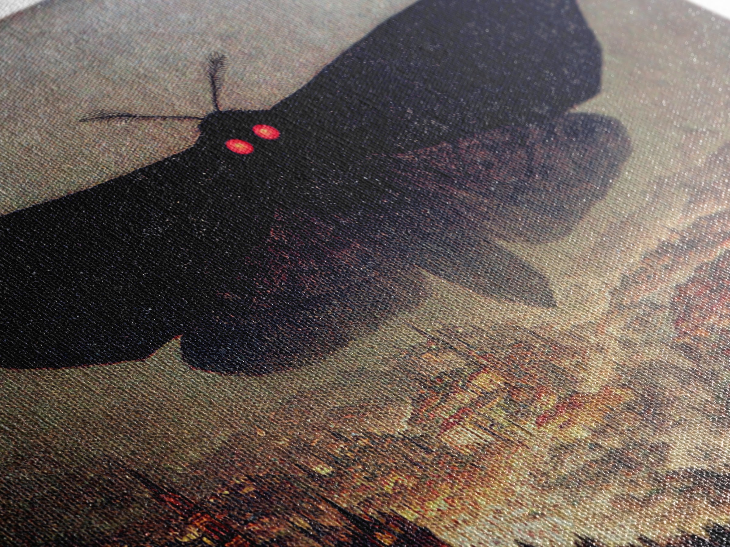 The Red-Eyed Moth Creature, Medieval Grotesque Art, Landscape Wall Art, Dark Fantasy Wall Art, Framed Canvas Print, Dark Fantasy Art