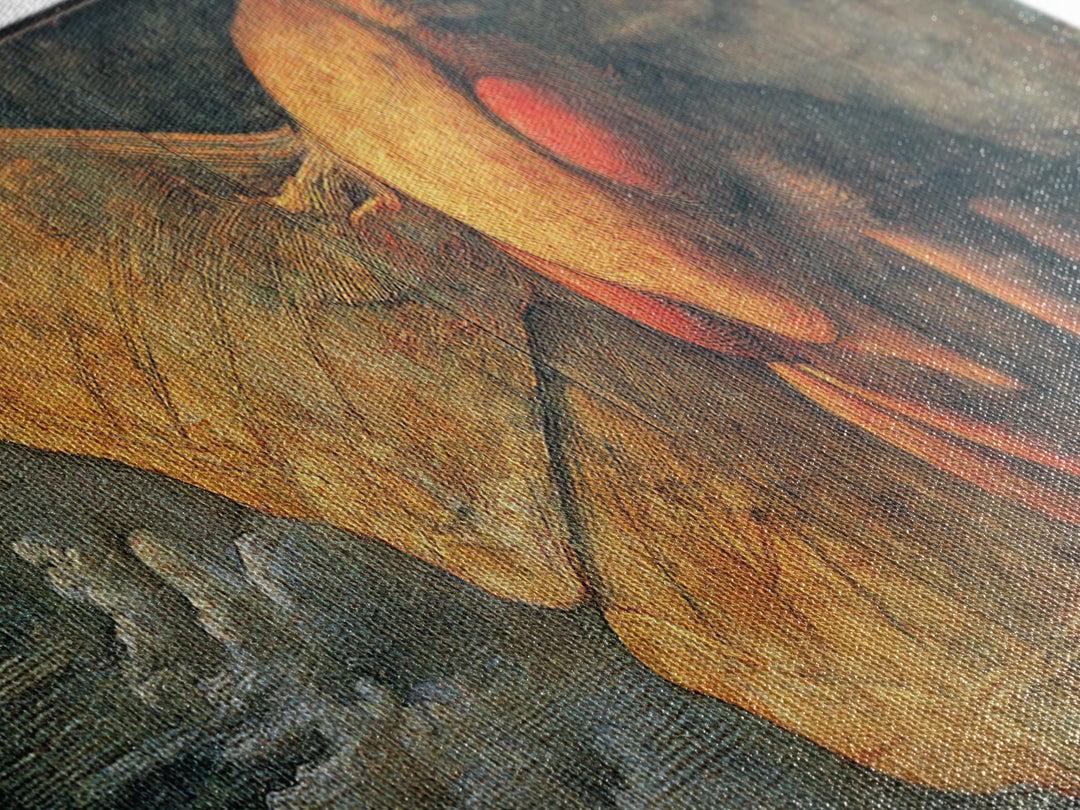 The Red-Eyed Moth Creature, Dark Renaissance Art, Extra Wide Wall Art, Dark Fantasy Wall Art, Canvas Print, Halloween Wall Art