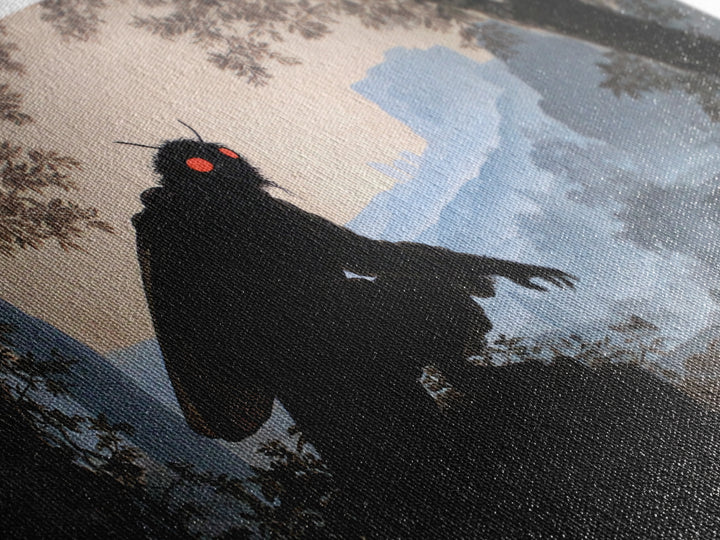The Red-Eyed Moth Creature, Romantic Gothic Landscape, Landscape Wall Art, Gothic Horror Wall Art, Canvas Print, Halloween Decor