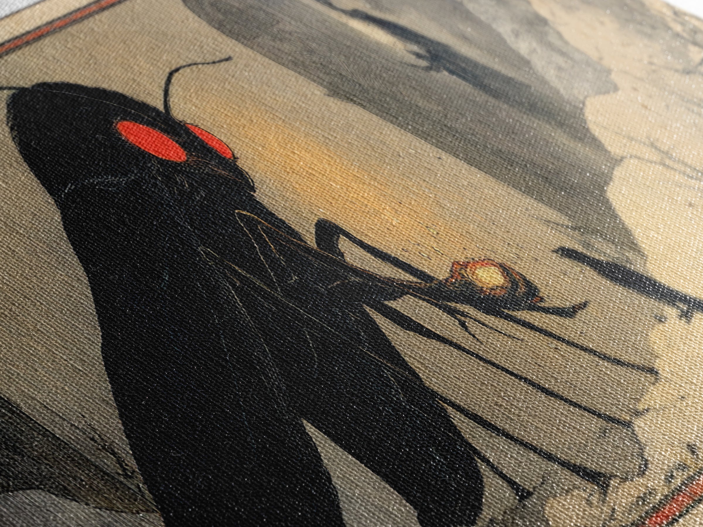 The Red-Eyed Moth Creature, Symbolist Death Art, Extra Wide Wall Art, Dark Fantasy Wall Art, Canvas Print, Halloween Wall Art