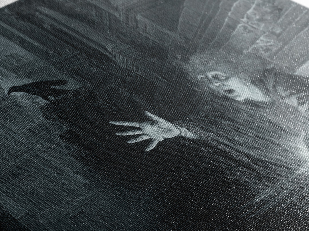 The Lake Phantom, Architectural Etching Art, Landscape Wall Art, Dark Fantasy Wall Art, Canvas Print, Halloween Wall Art