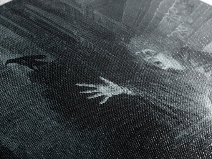 The Lake Phantom, Architectural Etching Art, Landscape Wall Art, Dark Fantasy Wall Art, Canvas Print, Halloween Wall Art