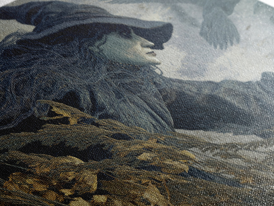 The Salt-Marsh Witch, Expressionist Gothic Art, Landscape Wall Art, Dark Halloween Decor, Canvas Print, Halloween Wall Art