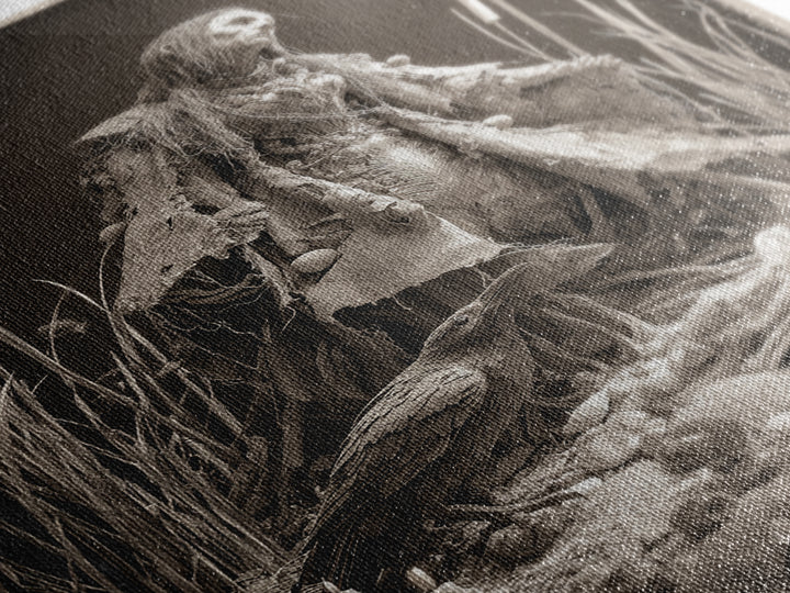 The Salt-Marsh Witch, Biomechanical Horror Art, Vertical Wall Art, Dark Halloween Decor, Canvas Print, Halloween Wall Art, Horror Wall Art