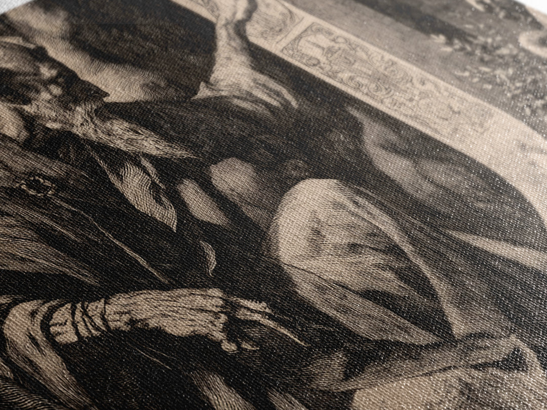 The Stone-Circle Spirit, Renaissance Engraving Art, Landscape Wall Art, Macabre Wall Art, Canvas Print, Halloween Wall Art