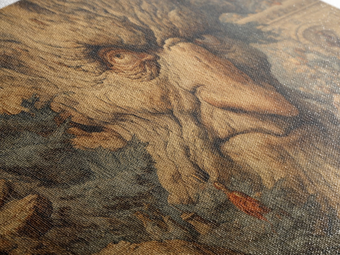 The Hollow-Tree Monster, Medieval Grotesque Art, Landscape Wall Art, Gothic Horror Wall Art, Canvas Print, Halloween Wall Art