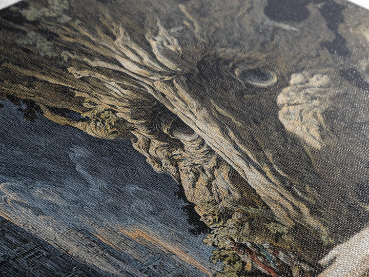 The Hollow-Tree Monster, Apocalyptic Romantic Art, Wide Panoramic Art, Dark Fantasy Wall Art, Framed Canvas Print, Halloween Wall Art