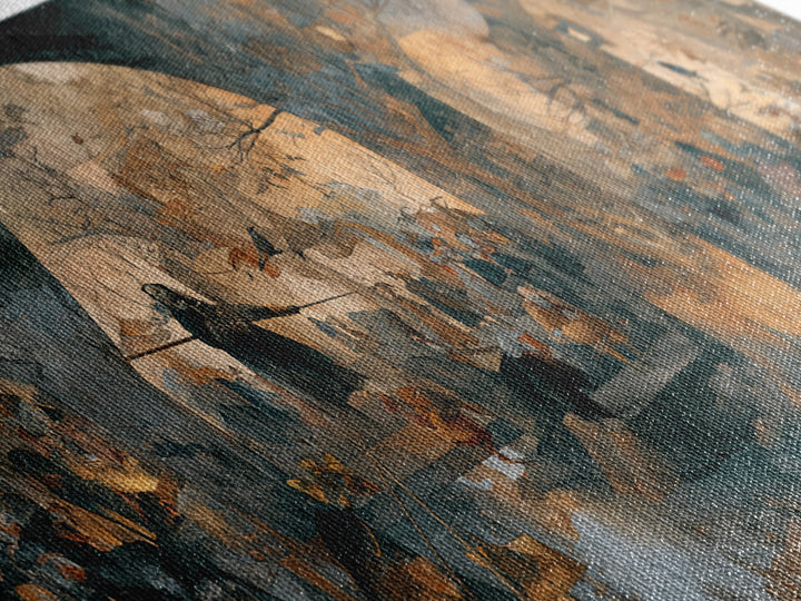 The Crossroads Spirit, Northern Renaissance Horror, Wide Panoramic Art, Macabre Wall Art, Framed Canvas Print, Halloween Wall Art