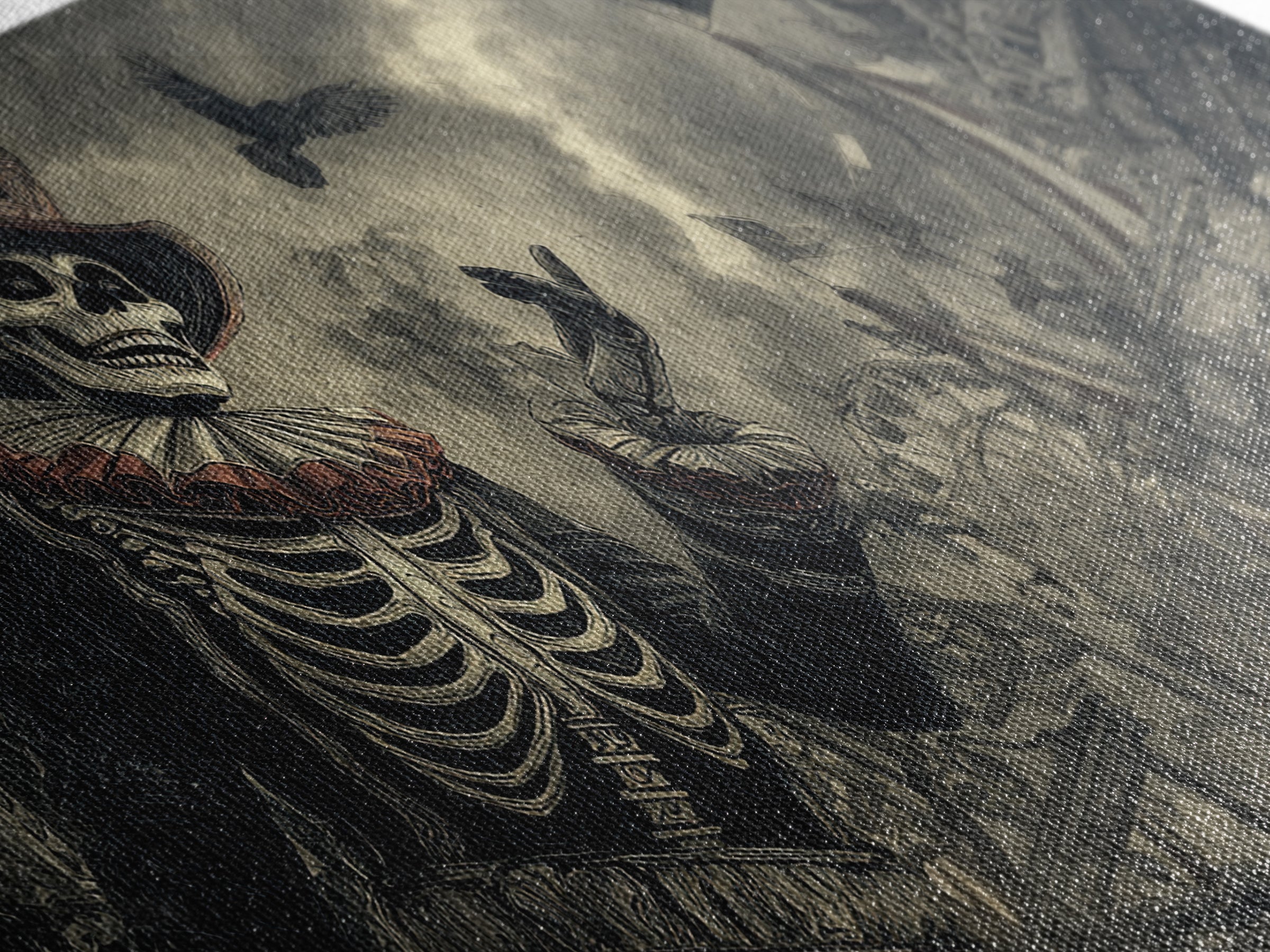The Abandoned Carnival, Macabre Folk Print Art, Wide Panoramic Art, Dark Halloween Decor, Canvas Print, Halloween Wall Art