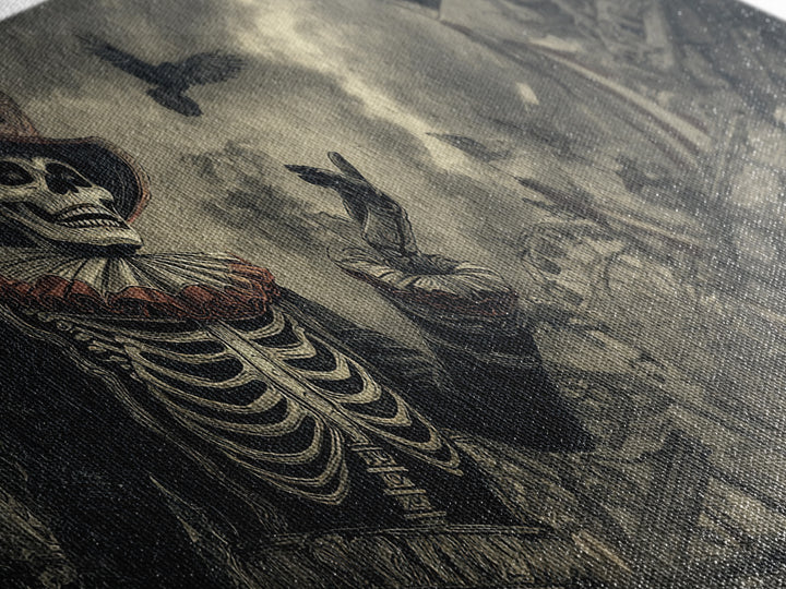 The Abandoned Carnival, Macabre Folk Print Art, Wide Panoramic Art, Dark Halloween Decor, Canvas Print, Halloween Wall Art