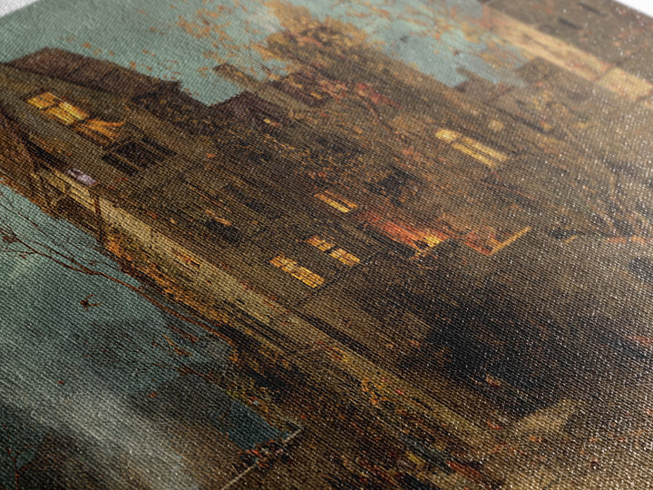 The Haunted Manor, Northern Renaissance Horror, Wide Panoramic Art, Dark Halloween Decor, Canvas Print, Halloween Wall Art