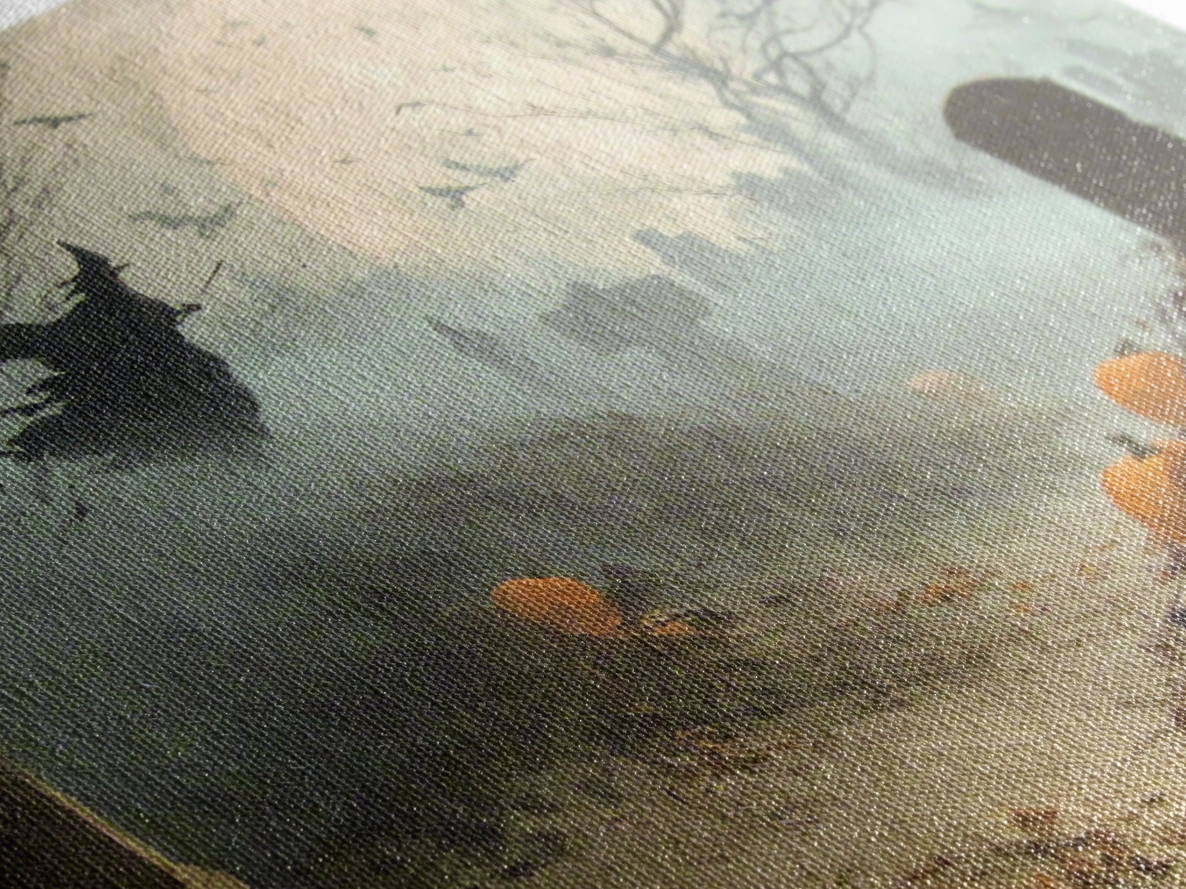 The Moonlit Cemetery, Dark Romantic Horror Art, Landscape Wall Art, Dark Halloween Decor, Canvas Print, Halloween Wall Art