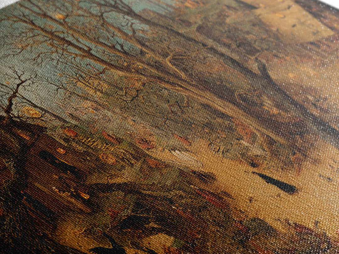 The Witch'S Forest, Northern Renaissance Horror, Wide Panoramic Art, Gothic Horror Wall Art, Framed Canvas Print