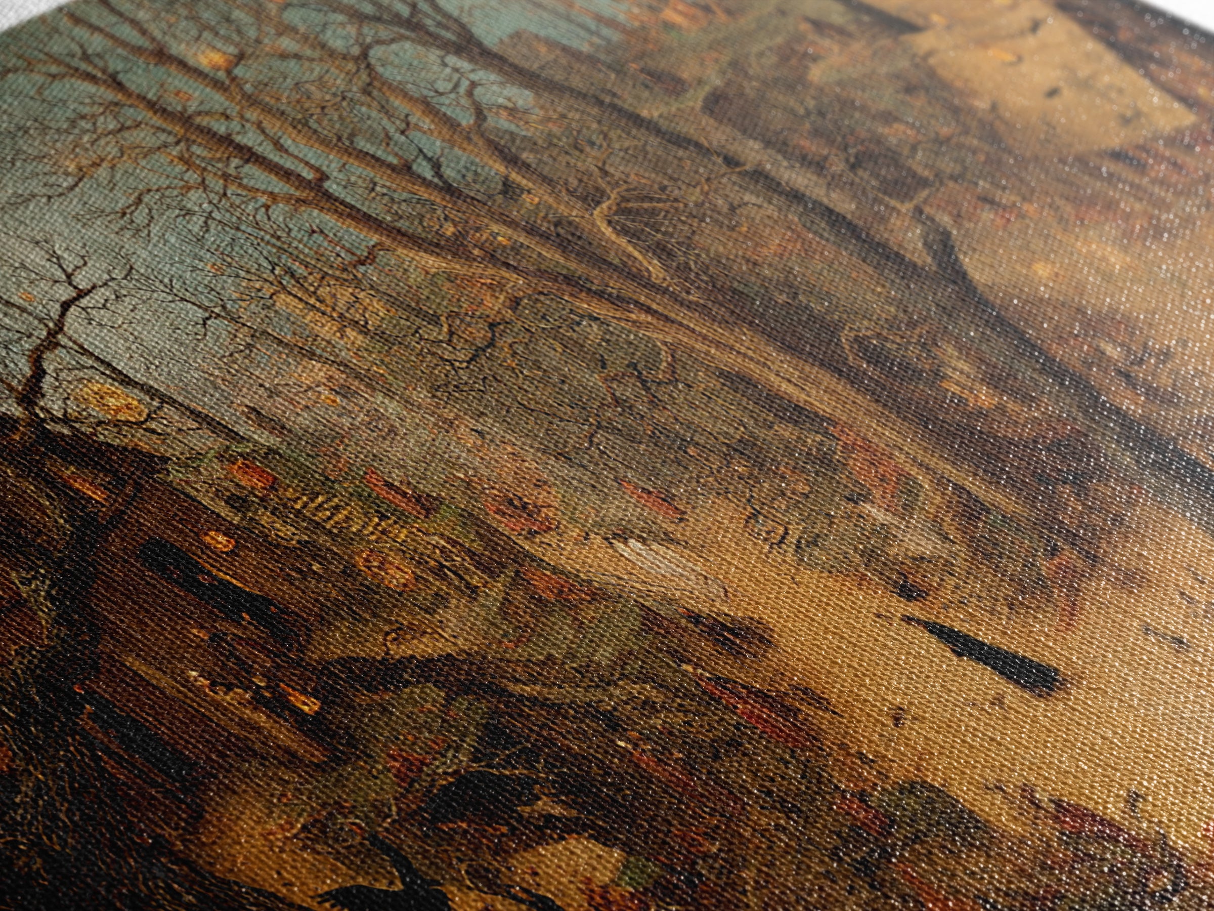 The Witch'S Forest, Northern Renaissance Horror, Wide Panoramic Art, Gothic Horror Wall Art, Framed Canvas Print
